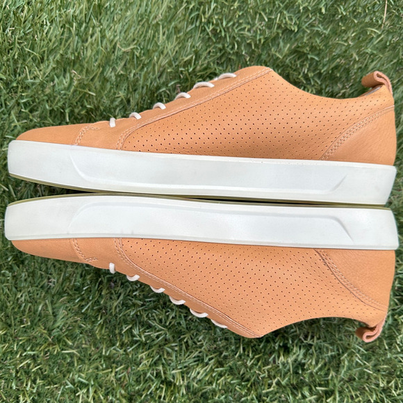 Ecco Soft 8 Genuine Leather Low Top Minimalist Sneakers Classic Tan Shoes Sz 41 - Picture 3 of 10